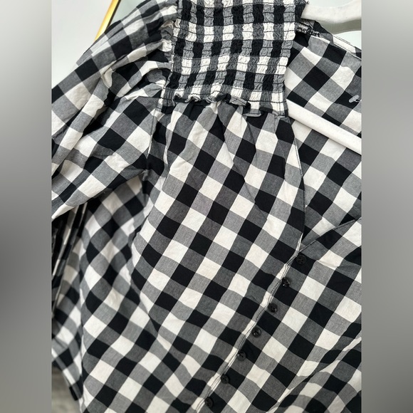 A New Day Target Black and White Gingham Balloon Long Sleeve Top - Picture 3 of 3